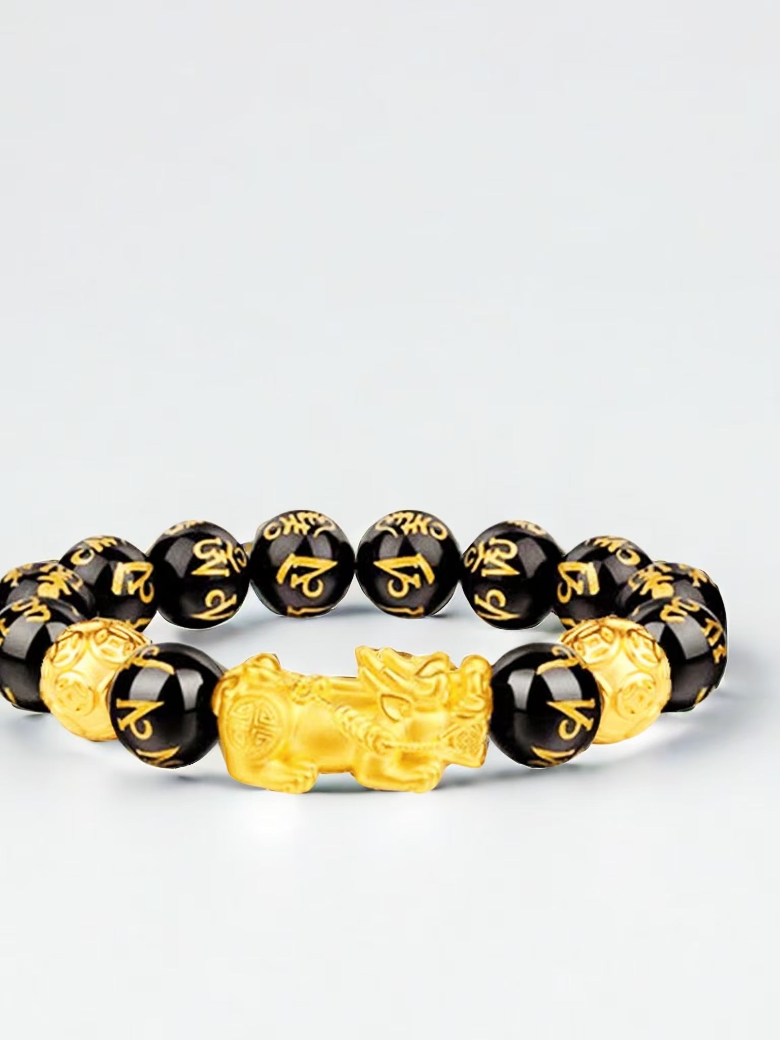 Gold pixiu wealth mantra bracelet discount