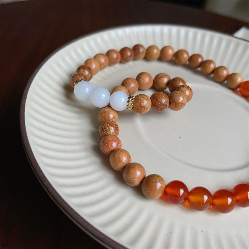 Double-Strand Agate & Sandalwood Tara Bracelet – Modern Chinese Elegance