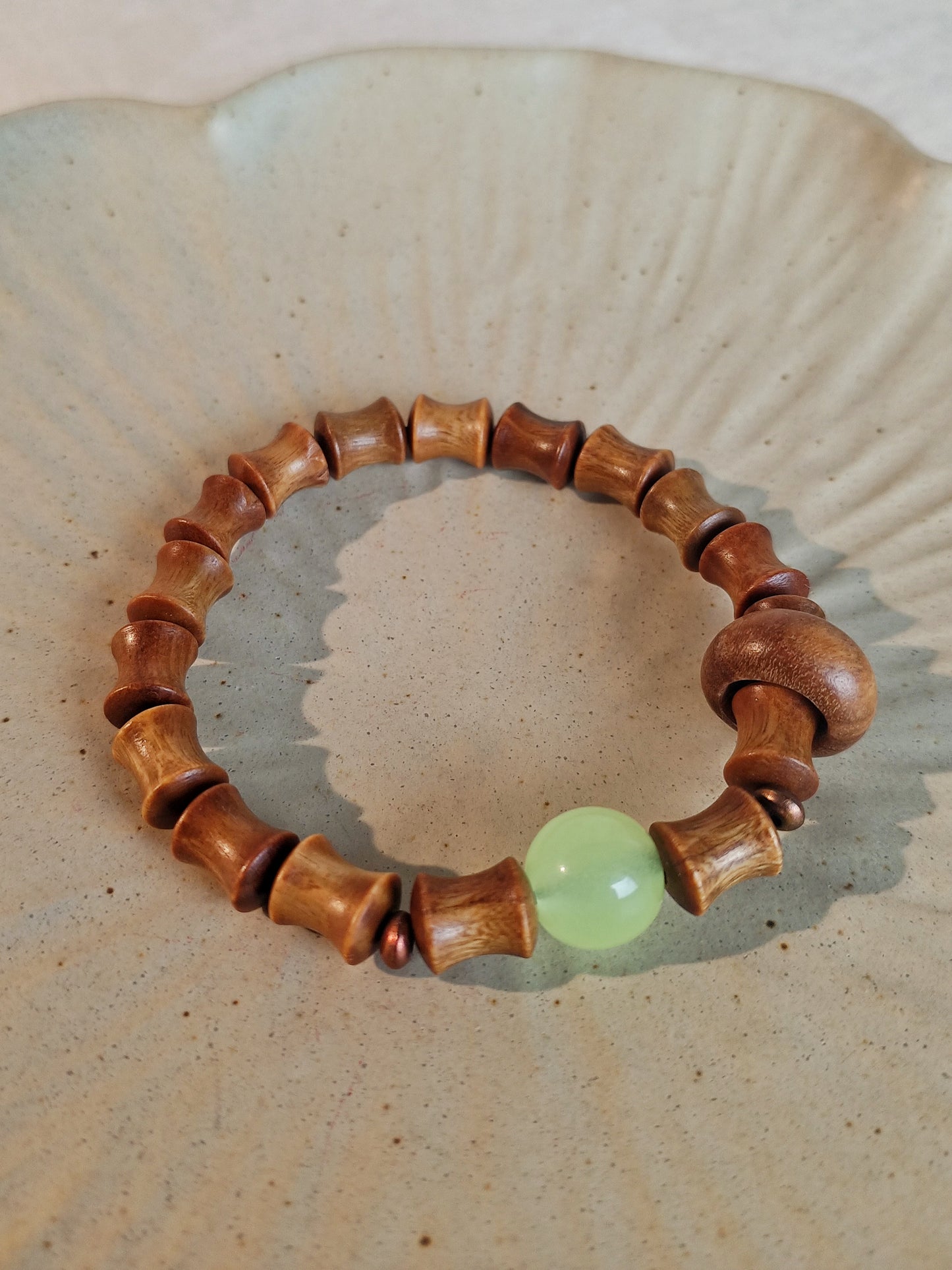 Rising Success Bamboo Bracelet – Green & Black Sandalwood from Jiming Temple