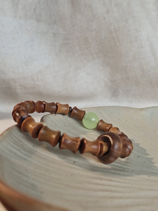 Rising Success Bamboo Bracelet – Green & Black Sandalwood from Jiming Temple